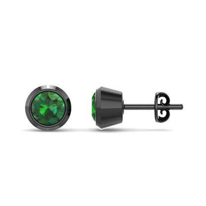 Dexter minimal black emerald studs- fine ruthenium plated