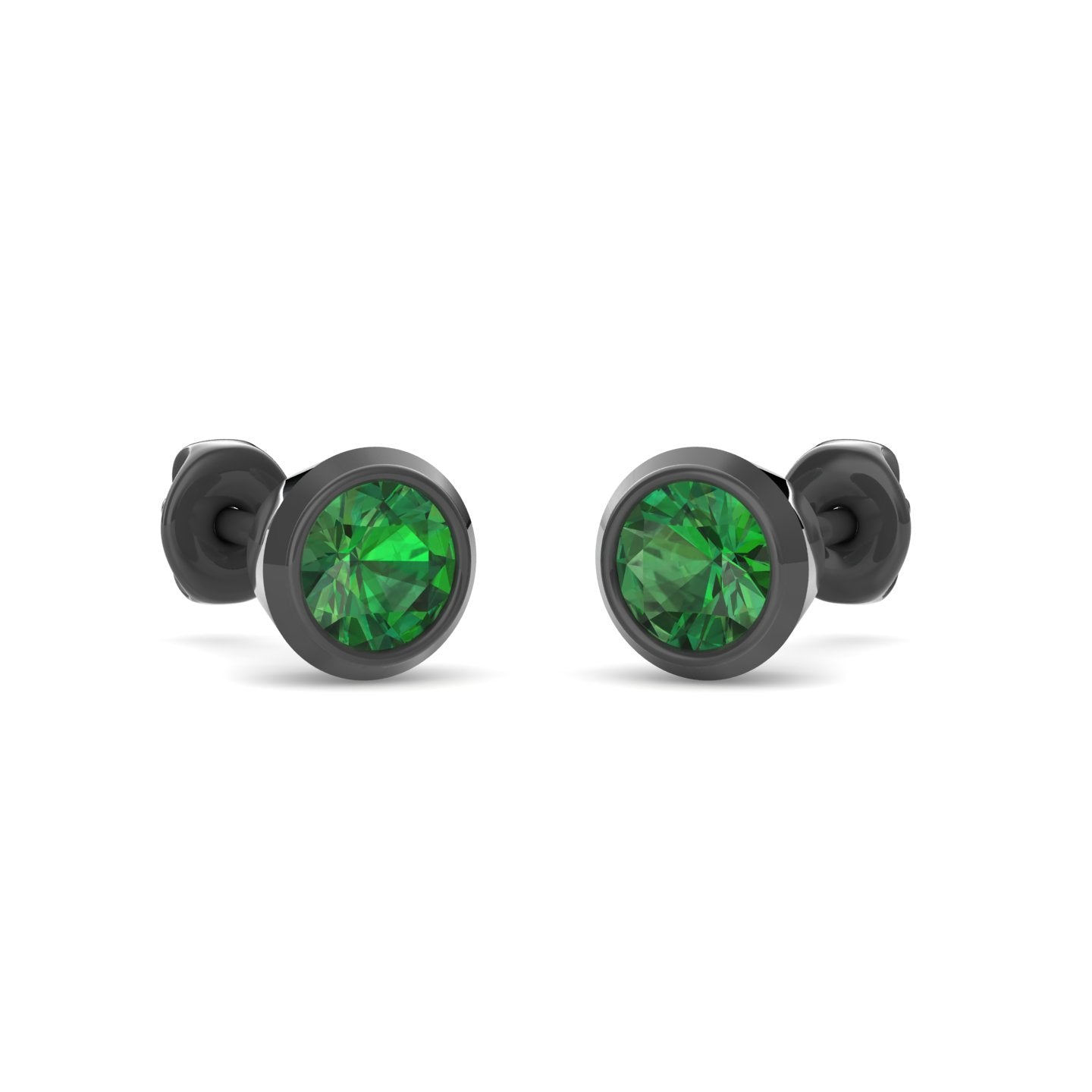 Dexter minimal black emerald studs- fine ruthenium plated