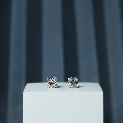 Classic Silver Solitaire Studs - 925 Sterling Silver Plated