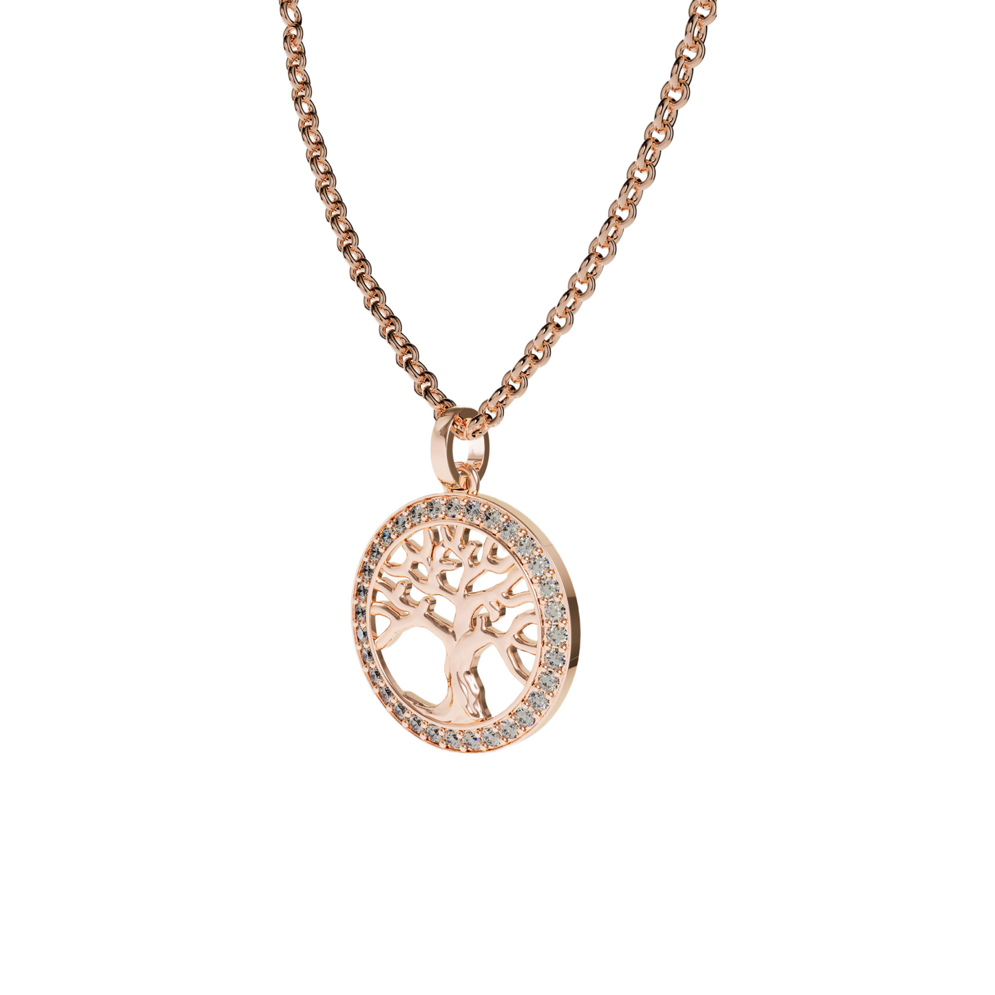 Rose Gold Tree Of Life Swiss Zirconia Pendant - 18K Rose Gold Plated