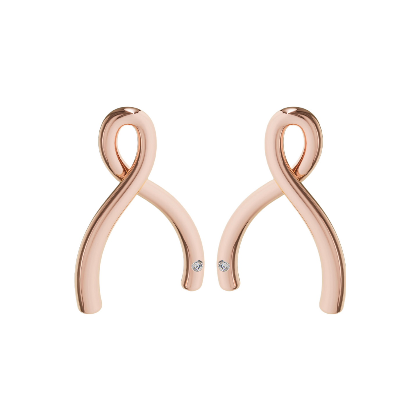 Rose Gold Wishbone Earrings - 18K Rose Gold Plated