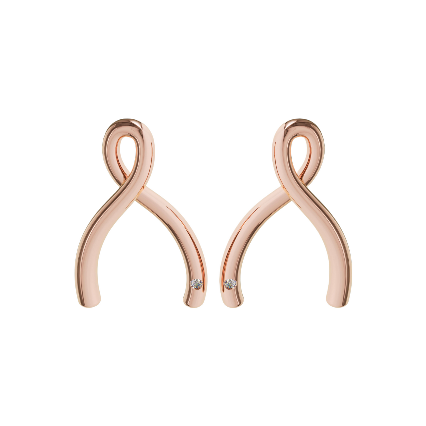 Rose Gold Wishbone Earrings - 18K Rose Gold Plated