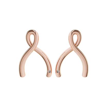 Rose Gold Wishbone Earrings - 18K Rose Gold Plated