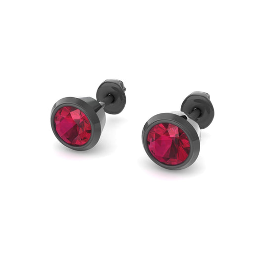 Dexter Minimal Black Ruby Studs- Fine Ruthenium Plated
