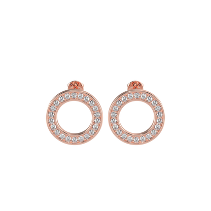 sparkling circle stud earrings - 18k rose gold plated