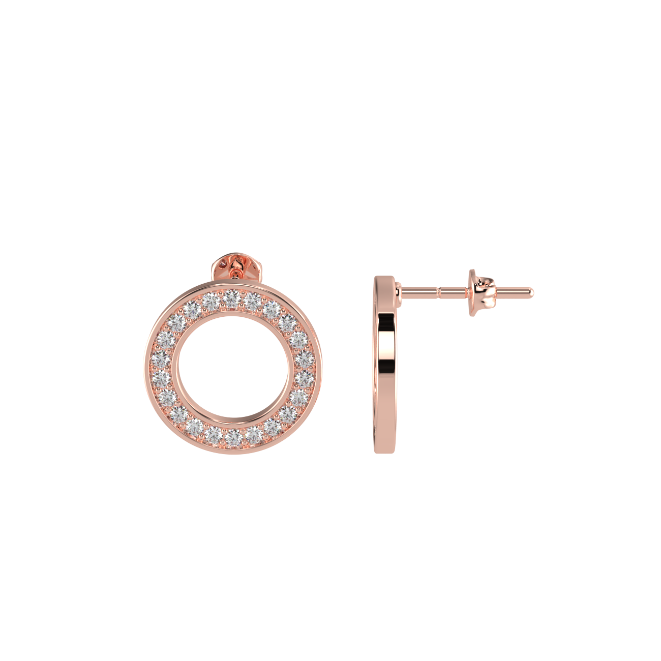 sparkling circle stud earrings - 18k rose gold plated