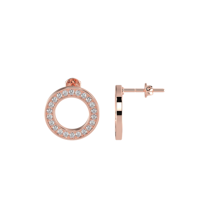 sparkling circle stud earrings - 18k rose gold plated