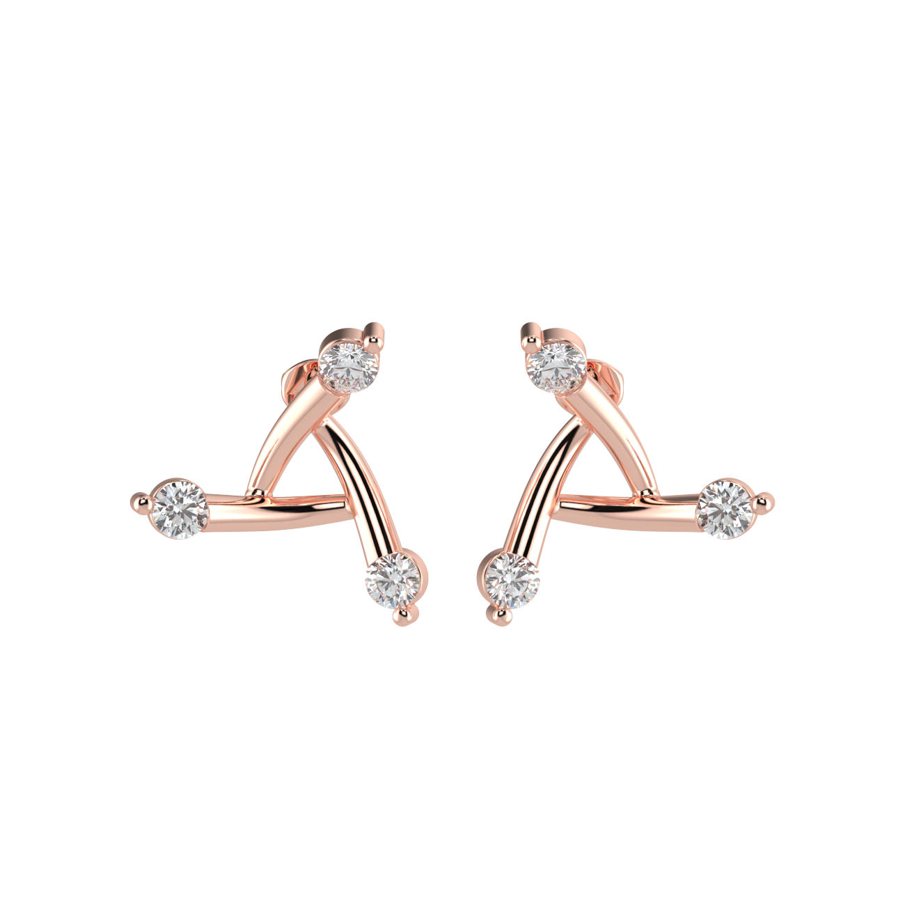 El Trio Solitaire Earrings - 18K Rose Gold Plated. EL TRIO showcases a trio of sparkling stones that capture the essence of c...