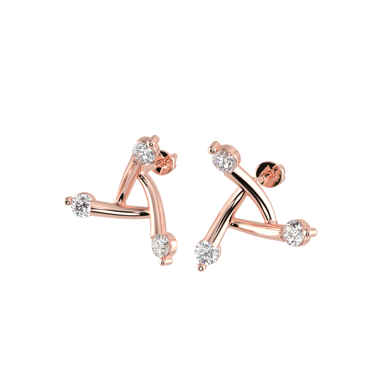 El Trio Solitaire Earrings - 18K Rose Gold Plated