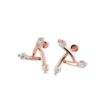 El Trio Solitaire Earrings - 18K Rose Gold Plated