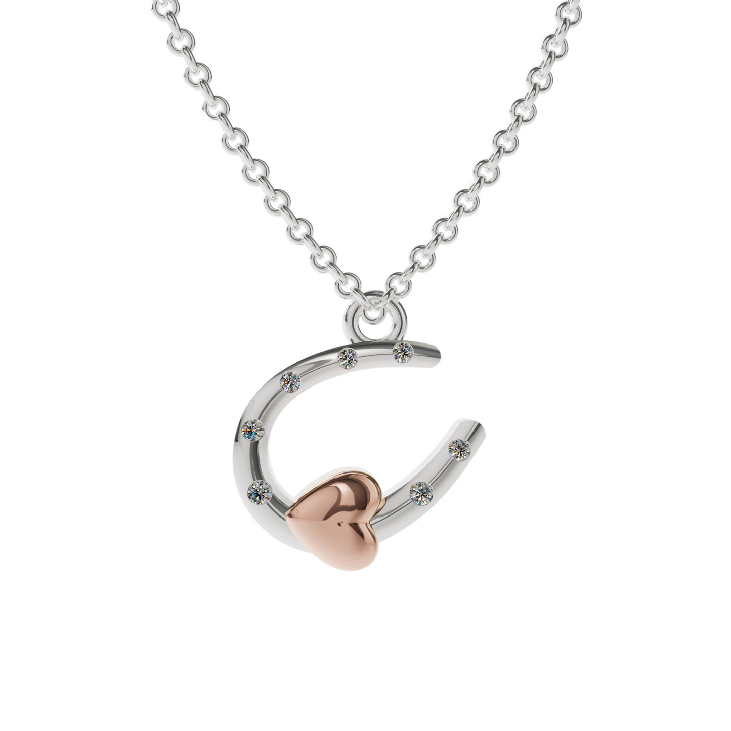 Lucky Horseshoe Love Pendant In Sterling 925 Silver- 18k Rose Gold Plated. Inspired by the age-old tradition of the horseshoe...