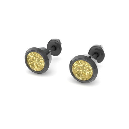 Dexter Minimal yellow citron Studs- Fine Ruthenium-Plated